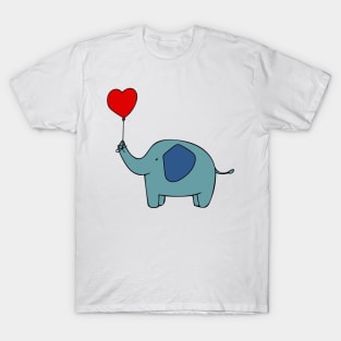 Never Forget I Love You, Cute Elephant with Heart Balloon T-Shirt